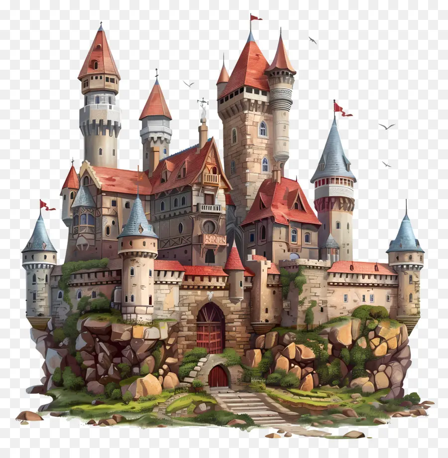 средневековый замок，Замок иллюстрация PNG