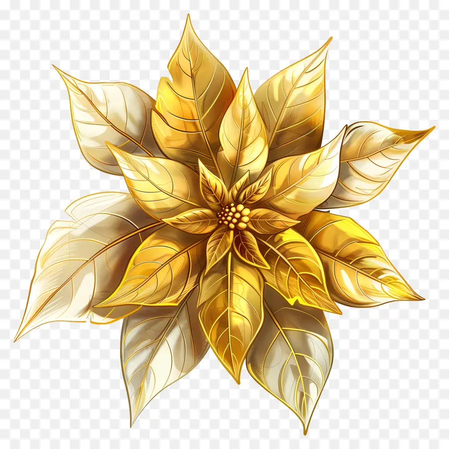 Пуансеттия，золотой цветок PNG