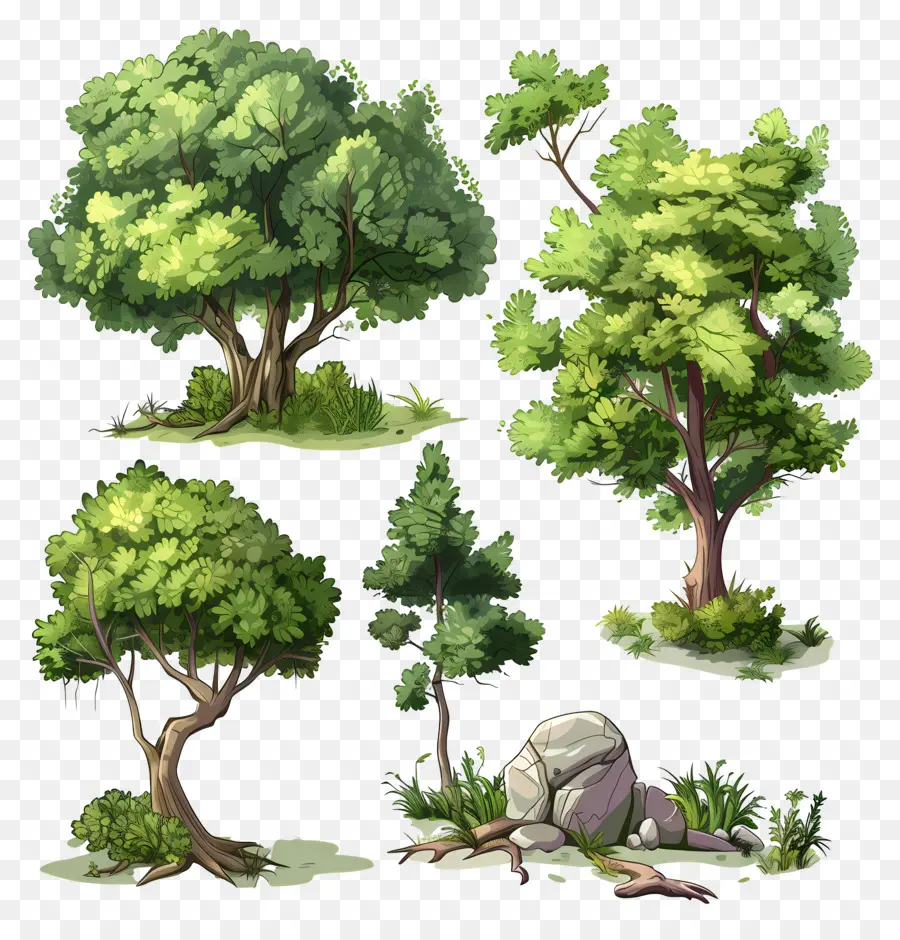 Лесная растительность，Реалистичные деревья PNG