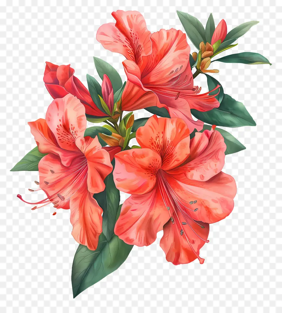 Азалия цветок，акварельная живопись PNG