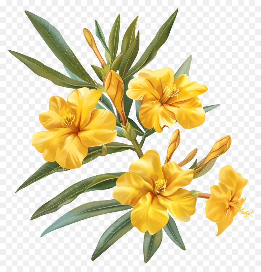 Олеандр，желтые цветы PNG
