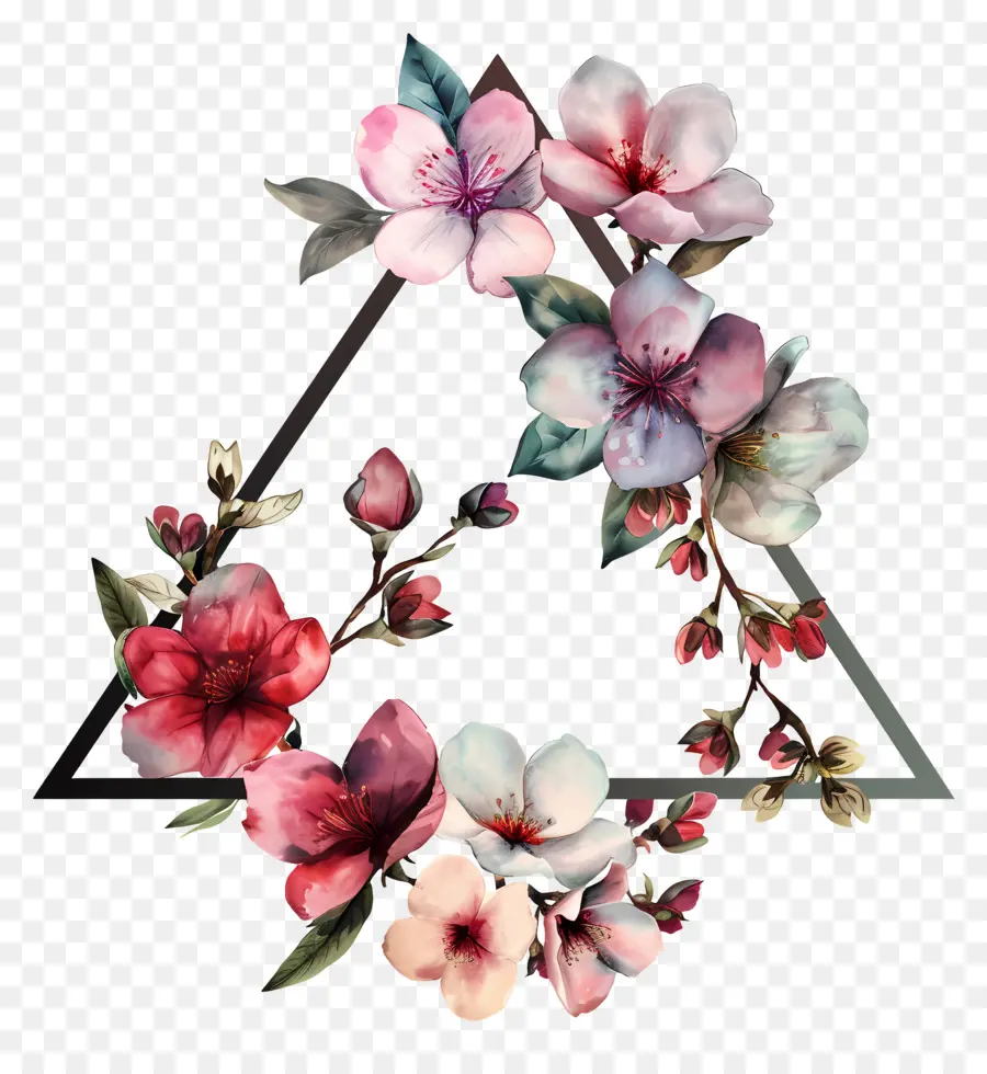 цветочный треугольник，цветочная композиция PNG