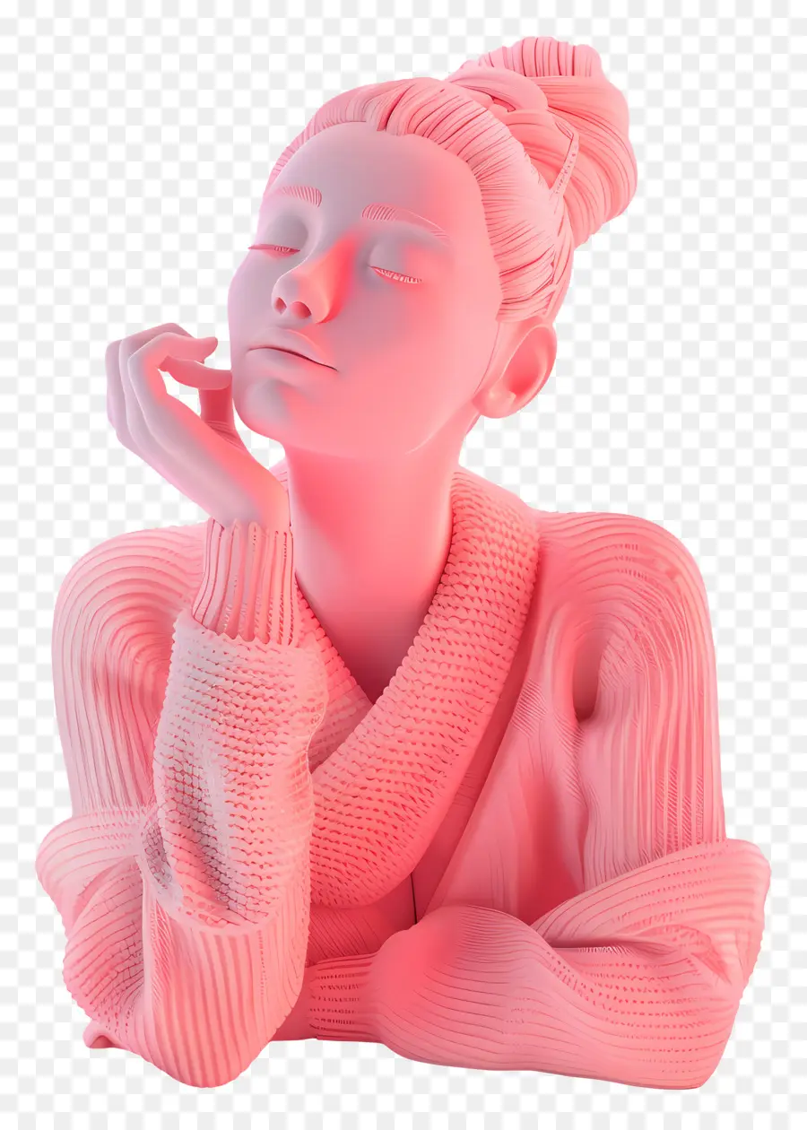 думающая женщина，Розовый свитер PNG