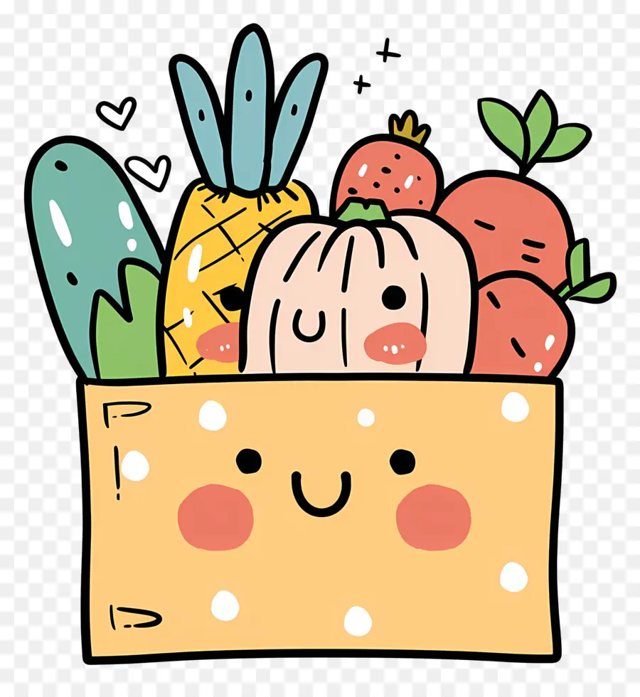 продуктовый，коробка с фруктами и овощами PNG