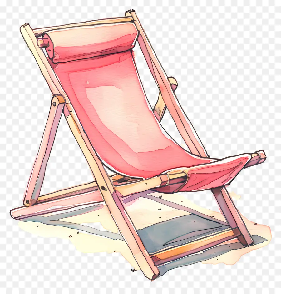 шезлонг，Красное деревянное пляжное кресло PNG