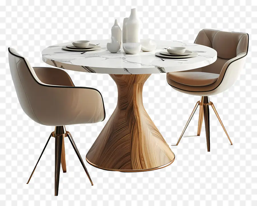 современный обеденный стол，Круглый Стол PNG