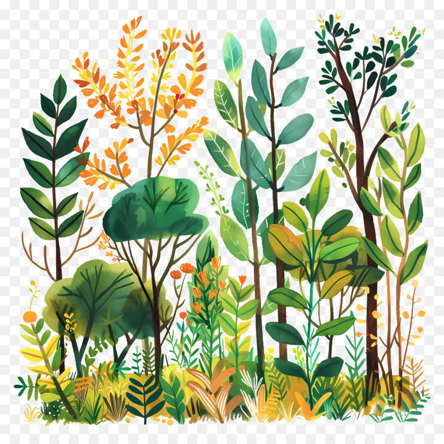 Лесная растительность，зеленый лес PNG