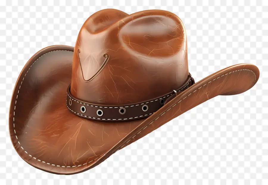 Ковбойская шляпа，коричневая кожа PNG