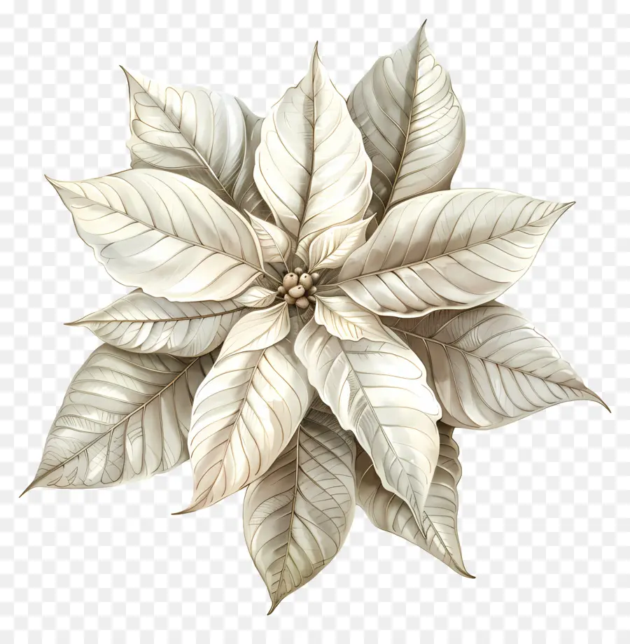 Пуансеттия，белый цветок PNG