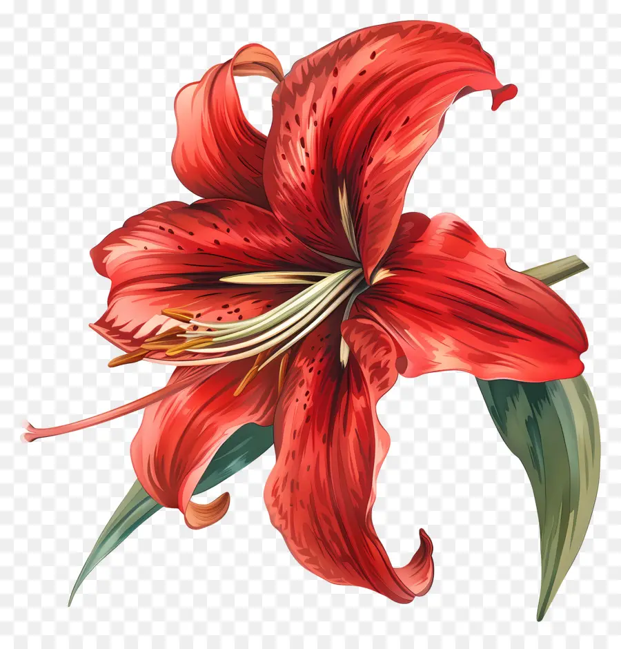 Красная Лилия，сиреневый цветок PNG