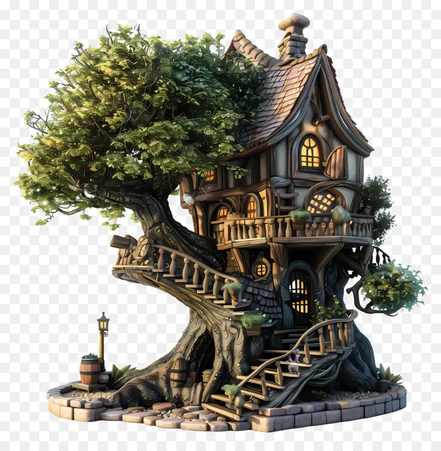 Волшебный Домик На Дереве，соломенной крышей PNG