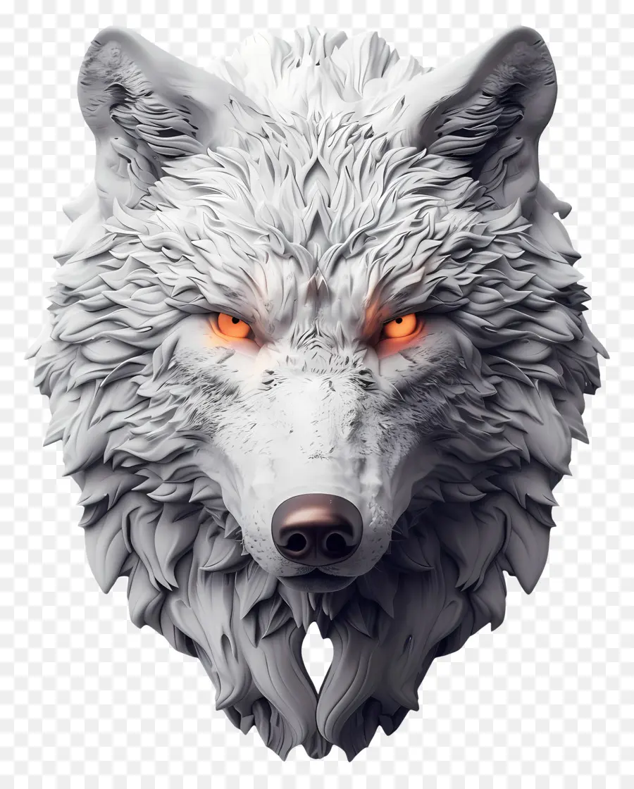 белый волк，светящиеся глаза PNG