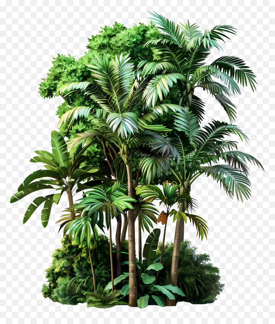 Дерево тропического леса，пальмы PNG
