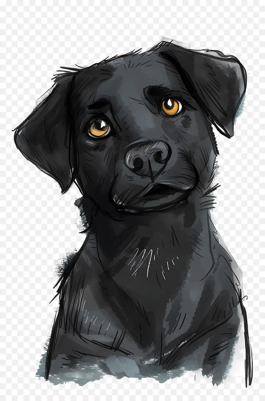 черный пес，карие глаза PNG