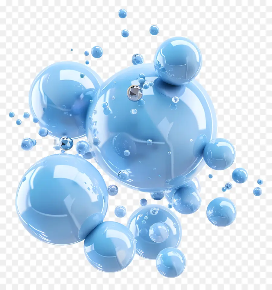 синие пузырьки，голубой шар PNG