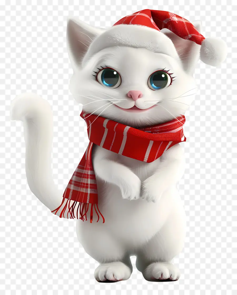 белый кот，рождественский кот PNG