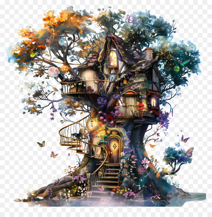 Волшебный Домик На Дереве，фантазии дом PNG