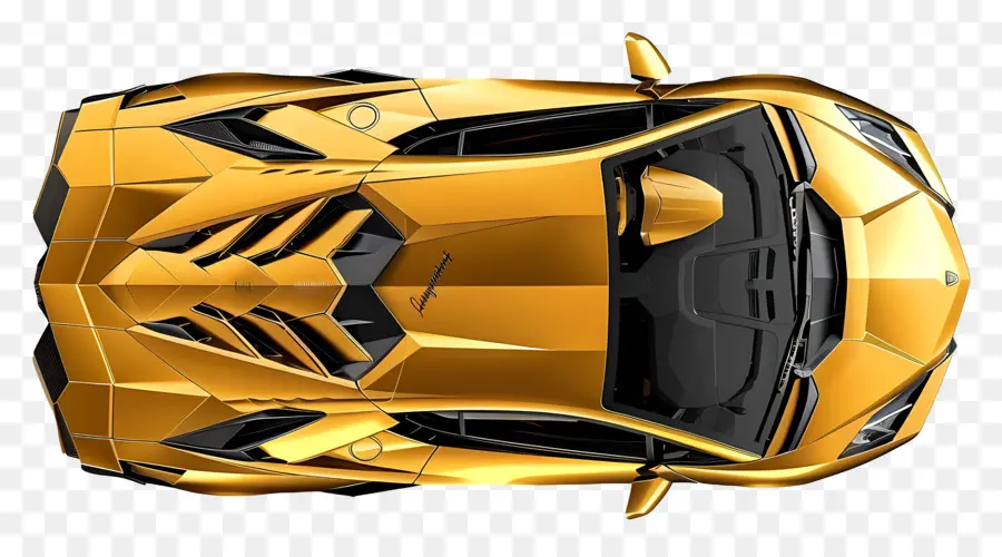 вид сверху автомобиля，желтый суперкар PNG