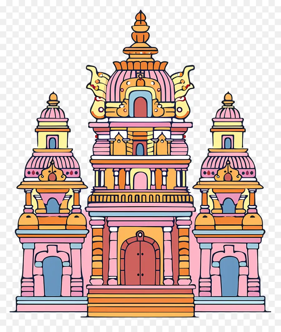 Индуистский Храм，богато украшенная архитектура PNG