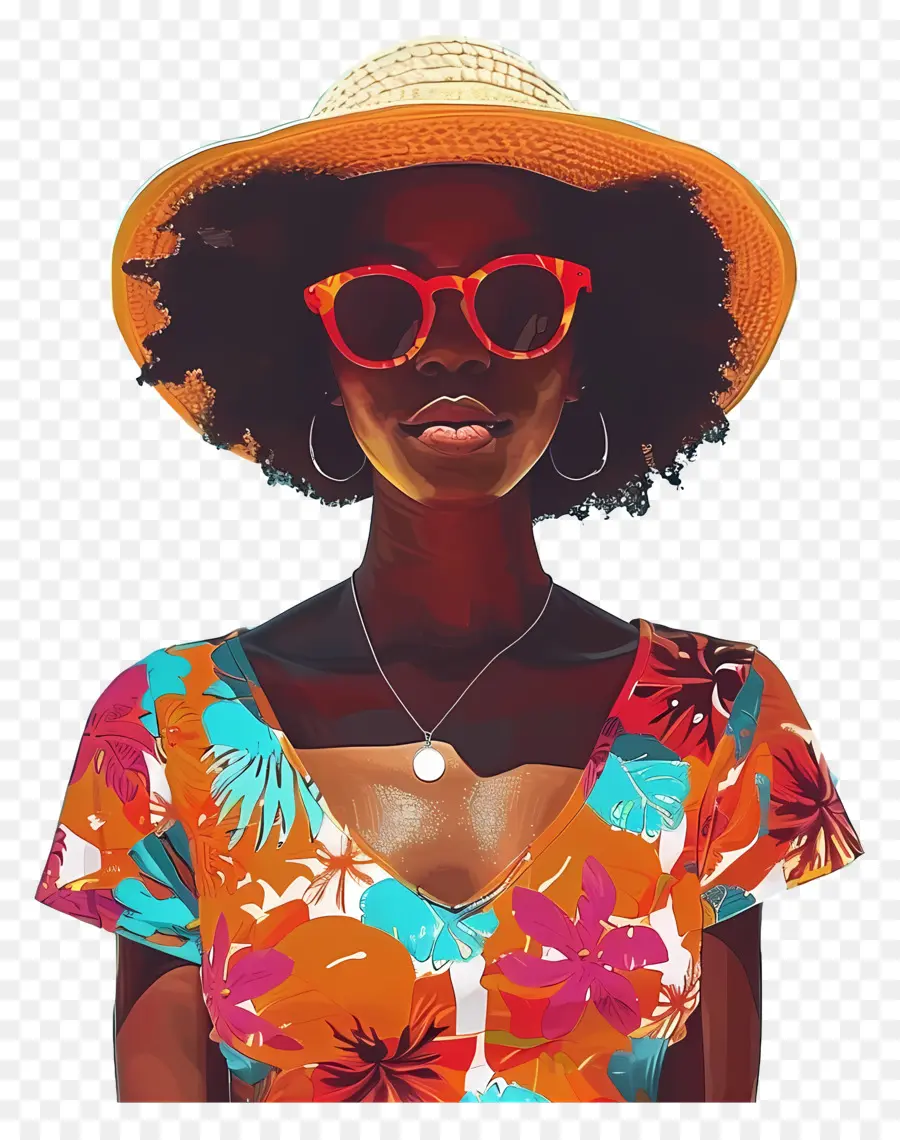Лето начинается，Молодая черная женщина PNG