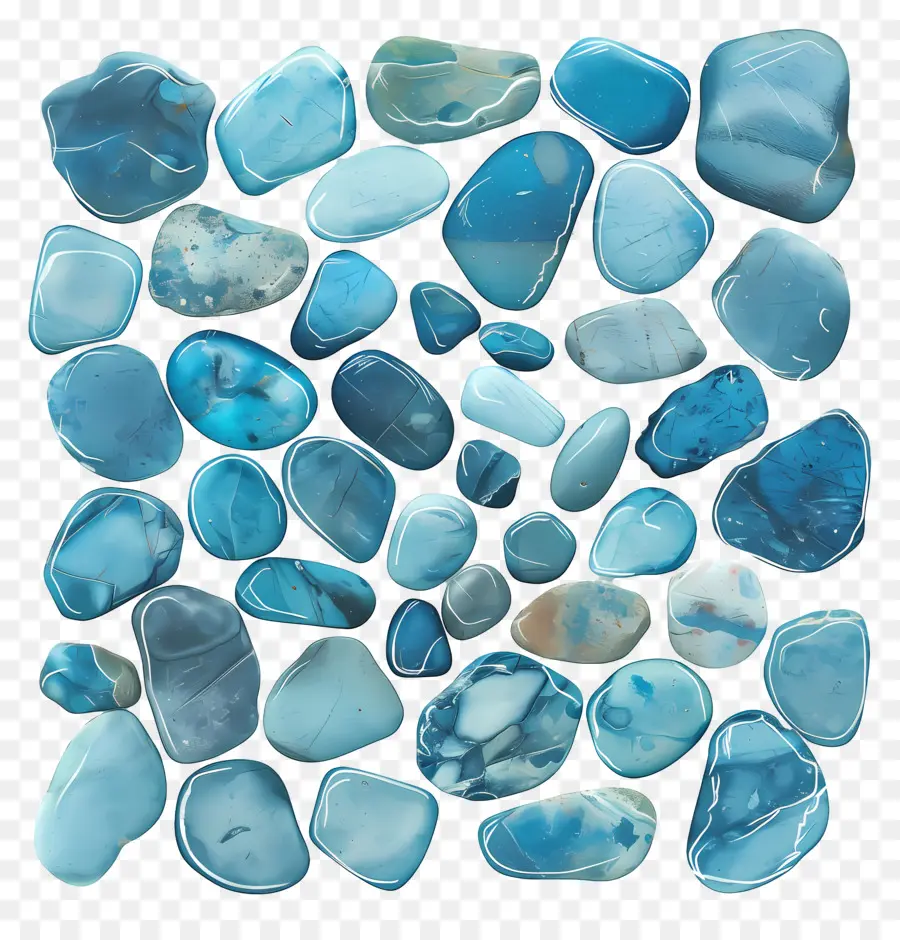 Синяя контурная галька，речные камни PNG