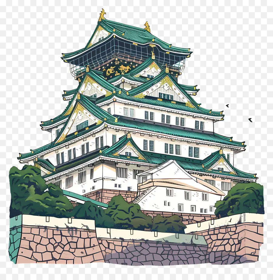 Замок В Осаке，средневековый замок PNG