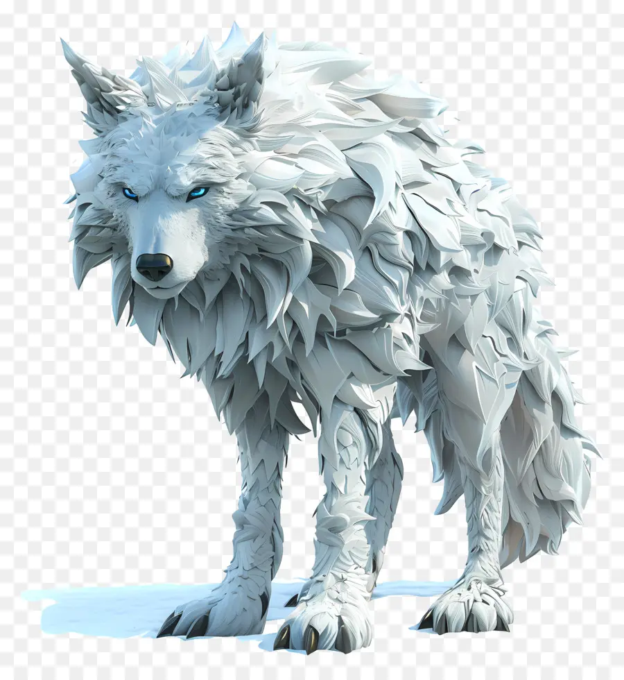 белый волк，стоя PNG
