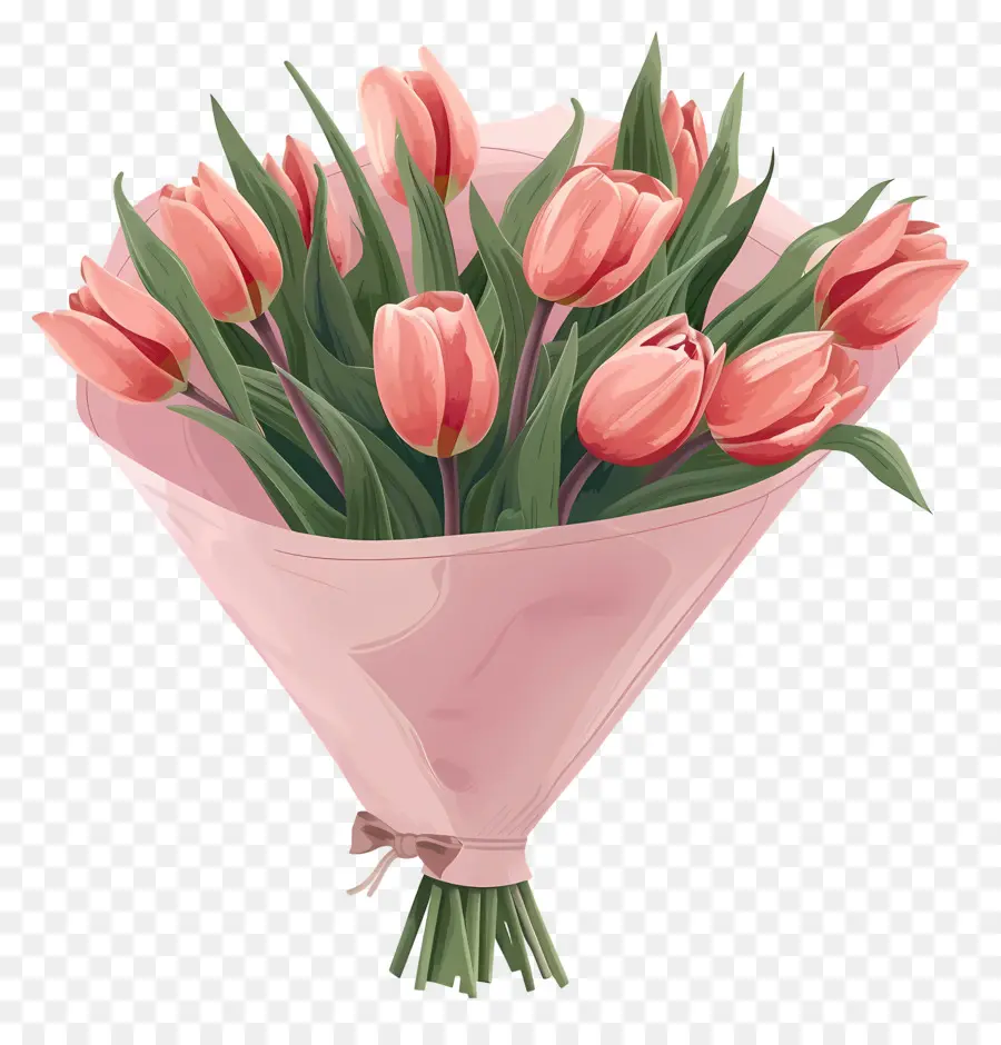 тюльпаны букет，Розовые тюльпаны PNG