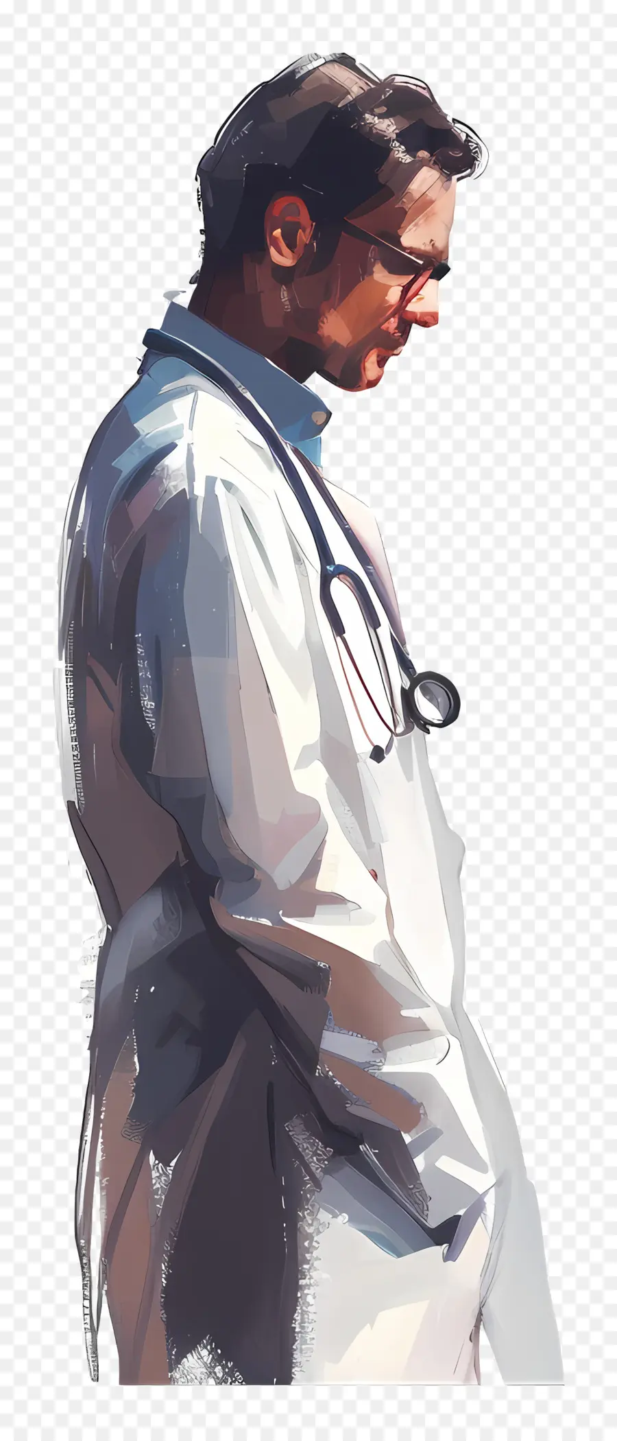 врач，белое пальто PNG