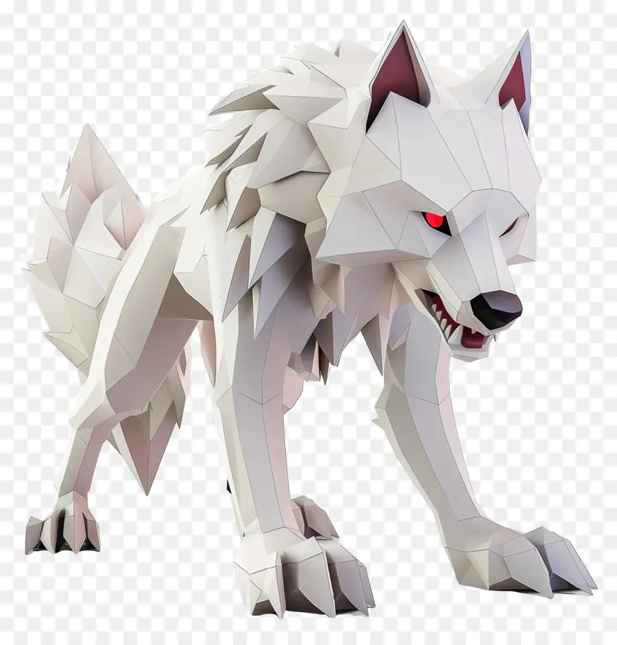 белый волк，3d модель PNG