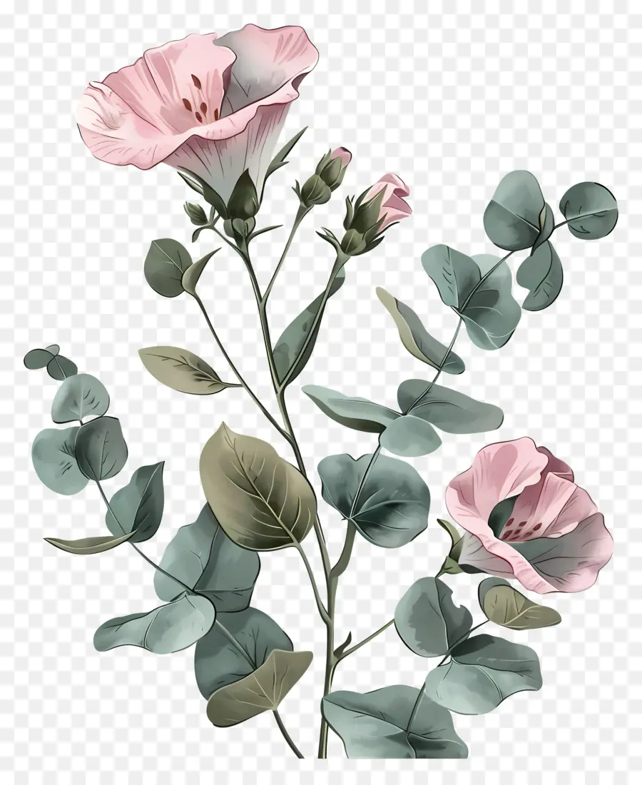 Юстома Цветы，розовый цветок PNG