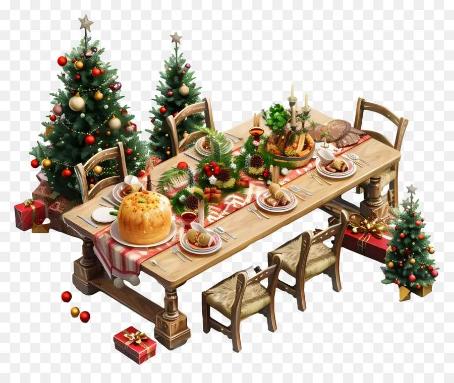 Рождественский обеденный стол，Christmas Decorations PNG