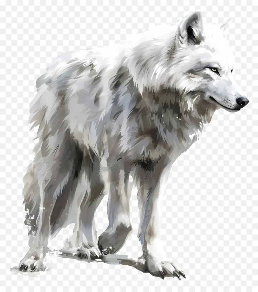 белый волк，черный и белый PNG