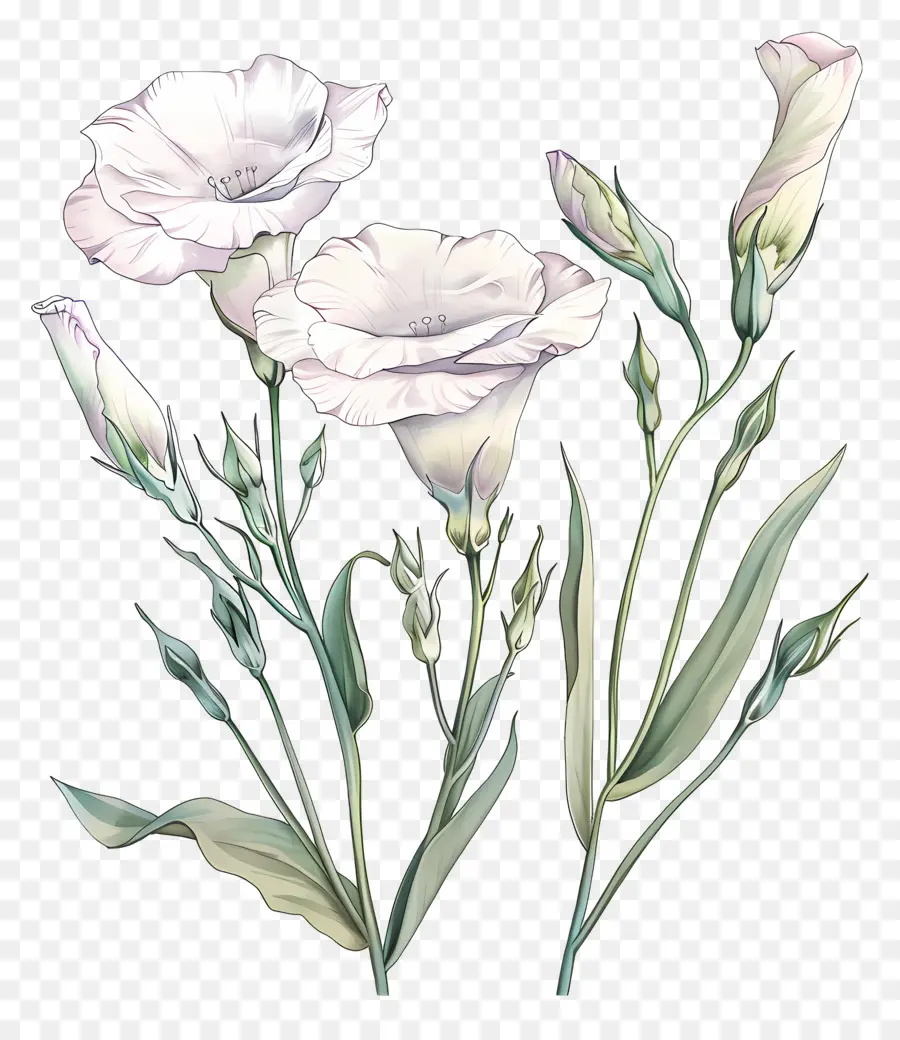 цветок лизиантуса，белые цветы PNG