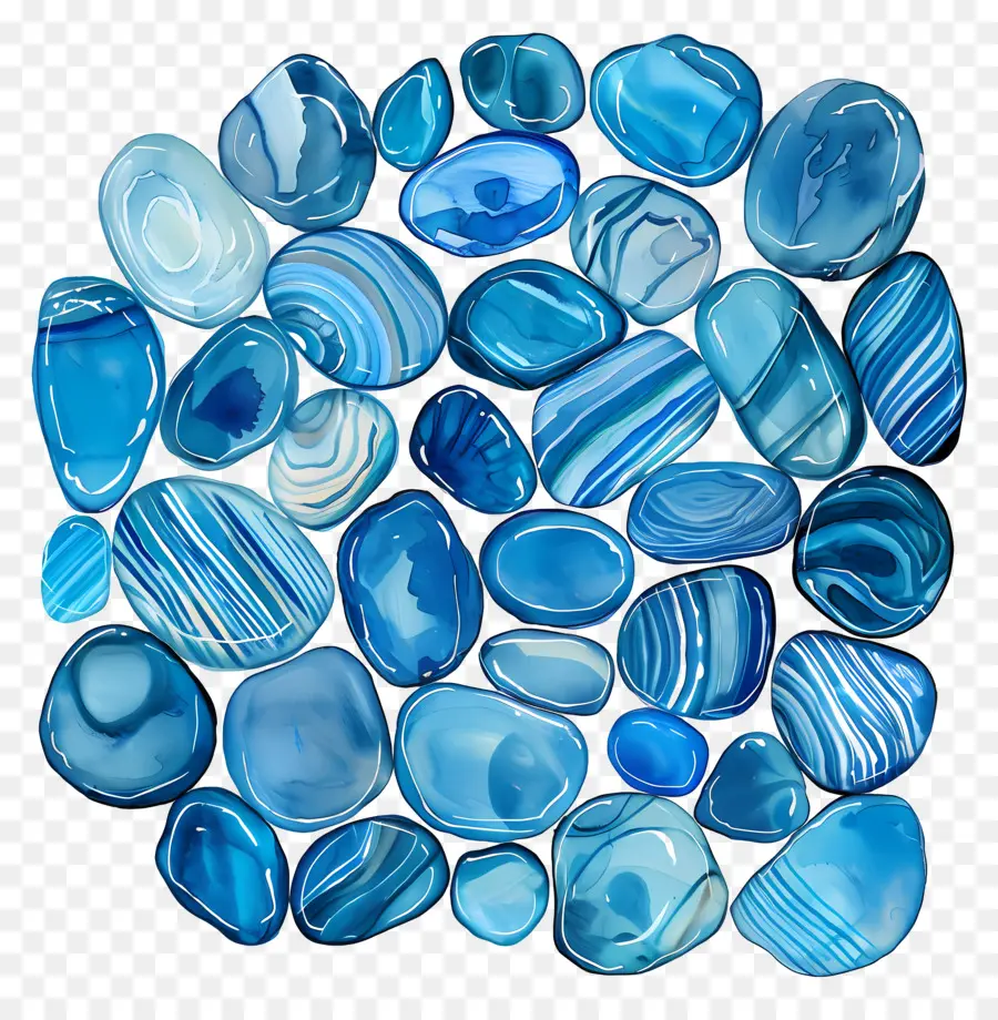 Синяя контурная галька，синие агат камни PNG