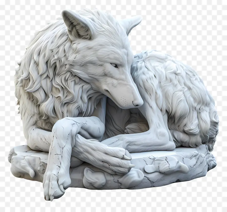 белый волк，Белый волк статуя PNG