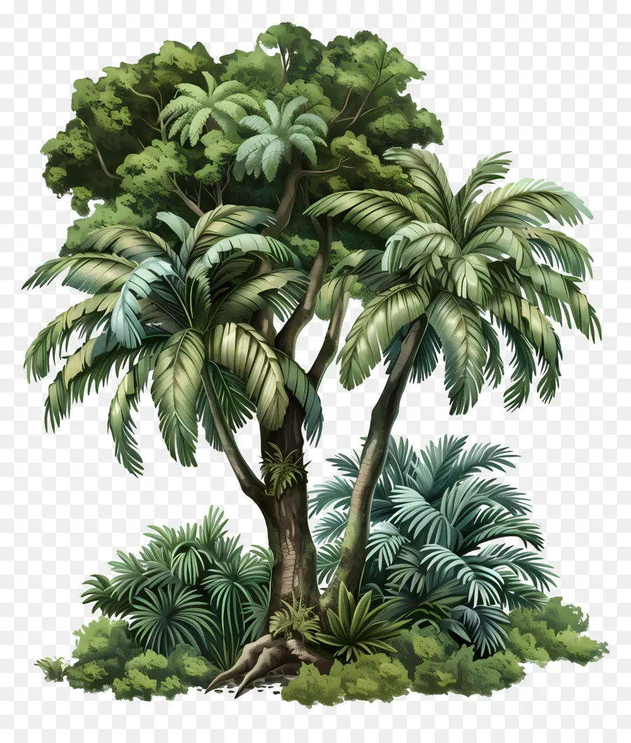 Тропическое дерево тропического леса，тропический PNG