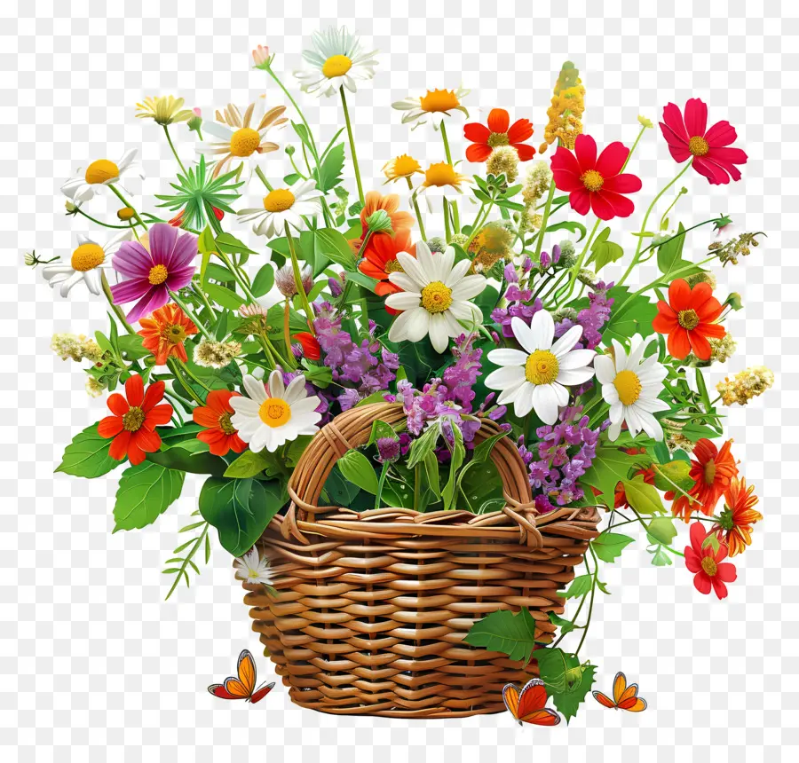 мая День，цветочная корзина PNG