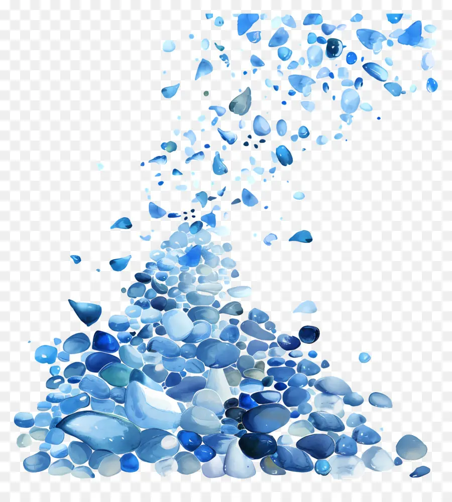 Синяя контурная галька，Голубые камни PNG