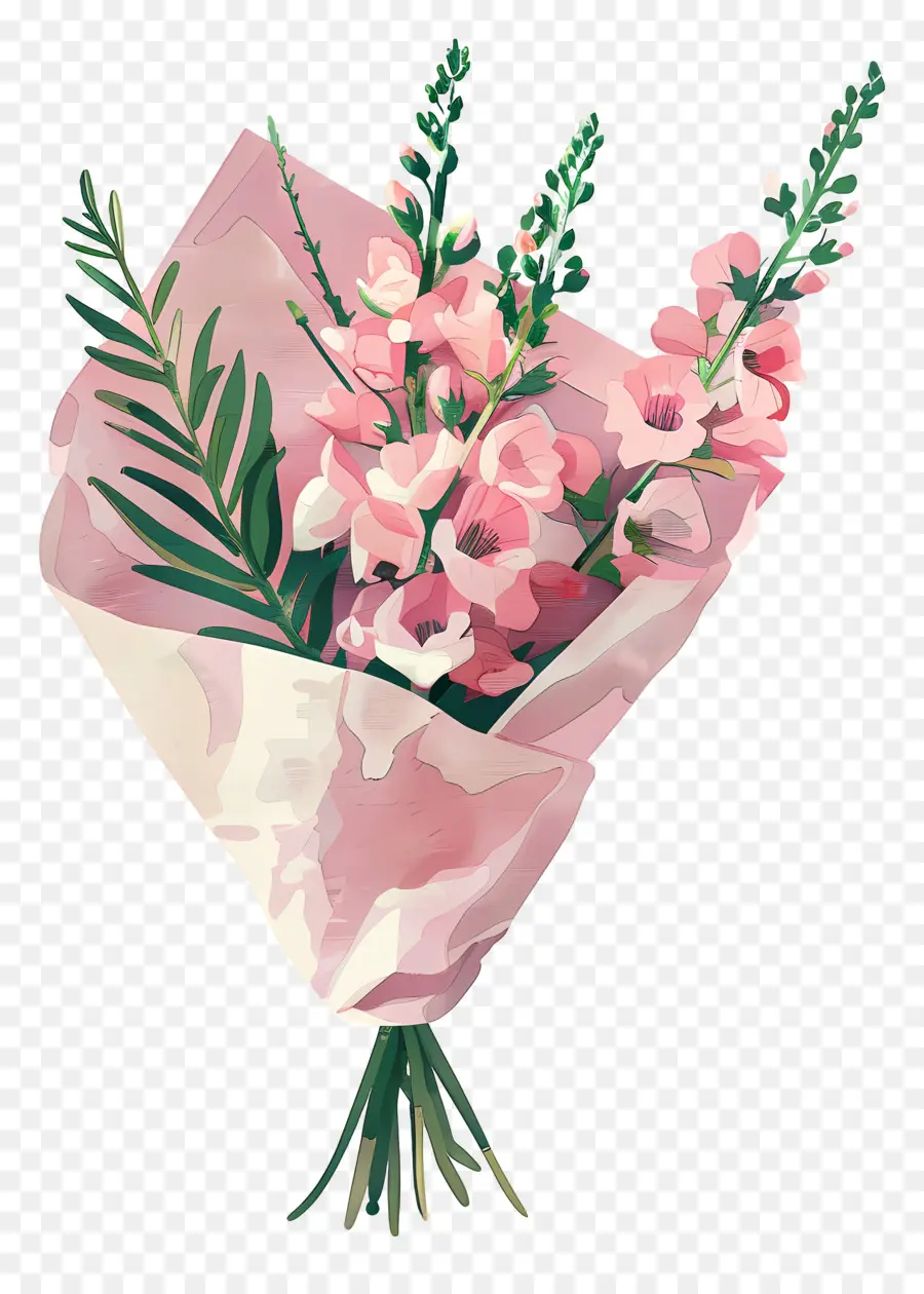 букет Snapdragon，Розовые цветы PNG