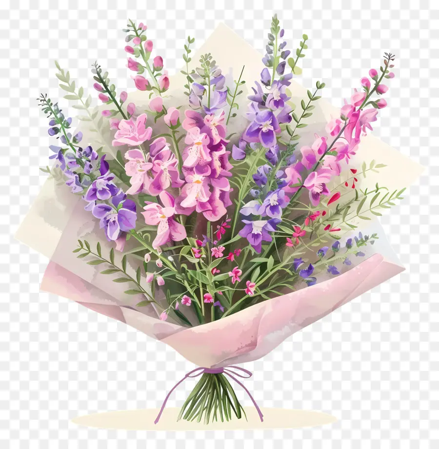 букет Snapdragon，розовые и фиолетовые цветы PNG