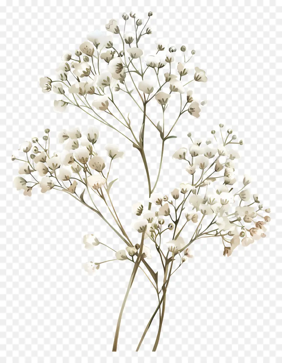Ряд дыхает цветок，белые цветы PNG