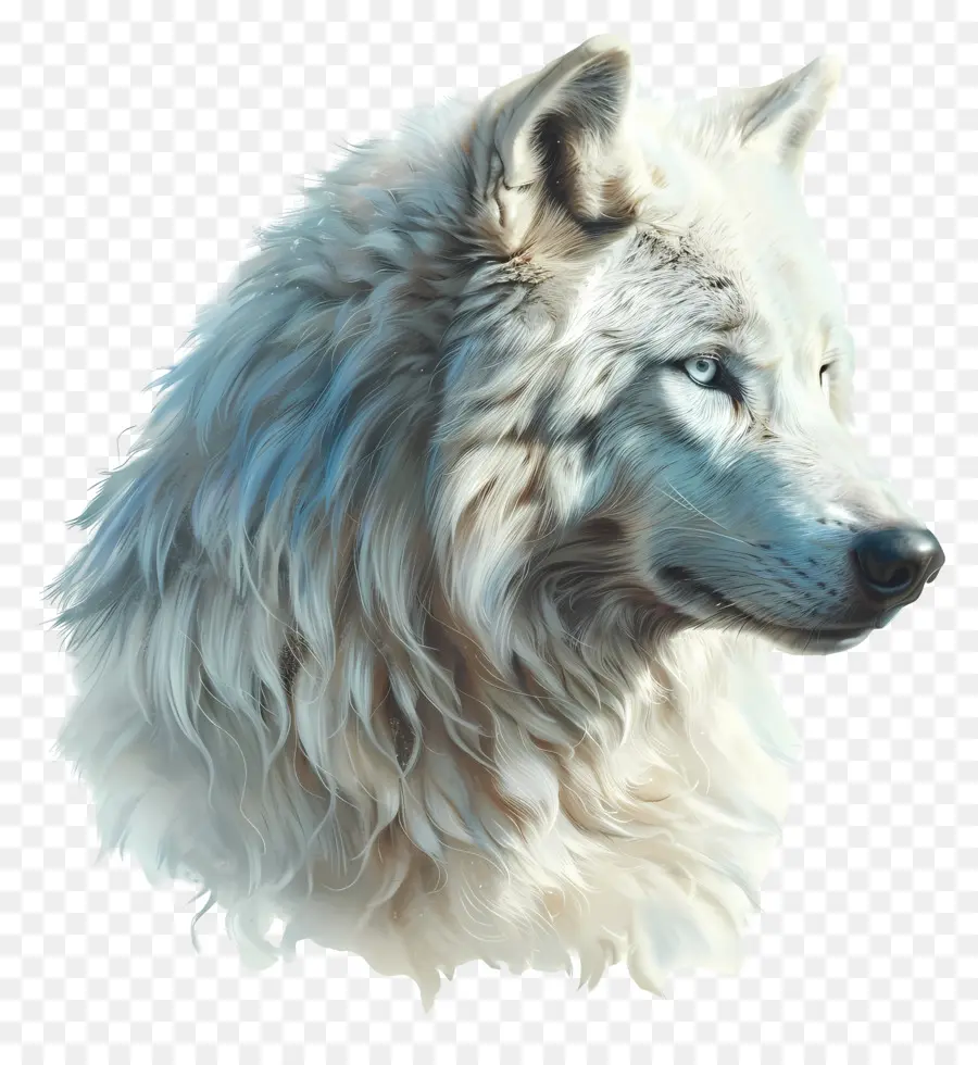 белый волк，длинные волосы PNG