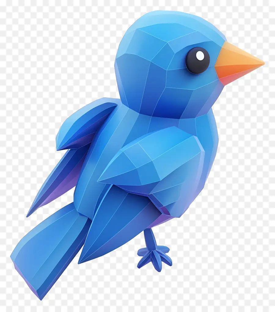 синий Flappy птица，низкий поли арт PNG