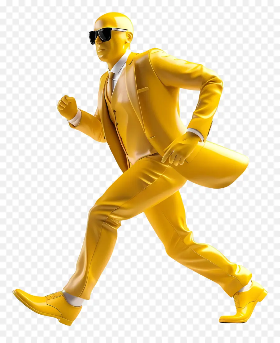 работает，Желтый костюм PNG