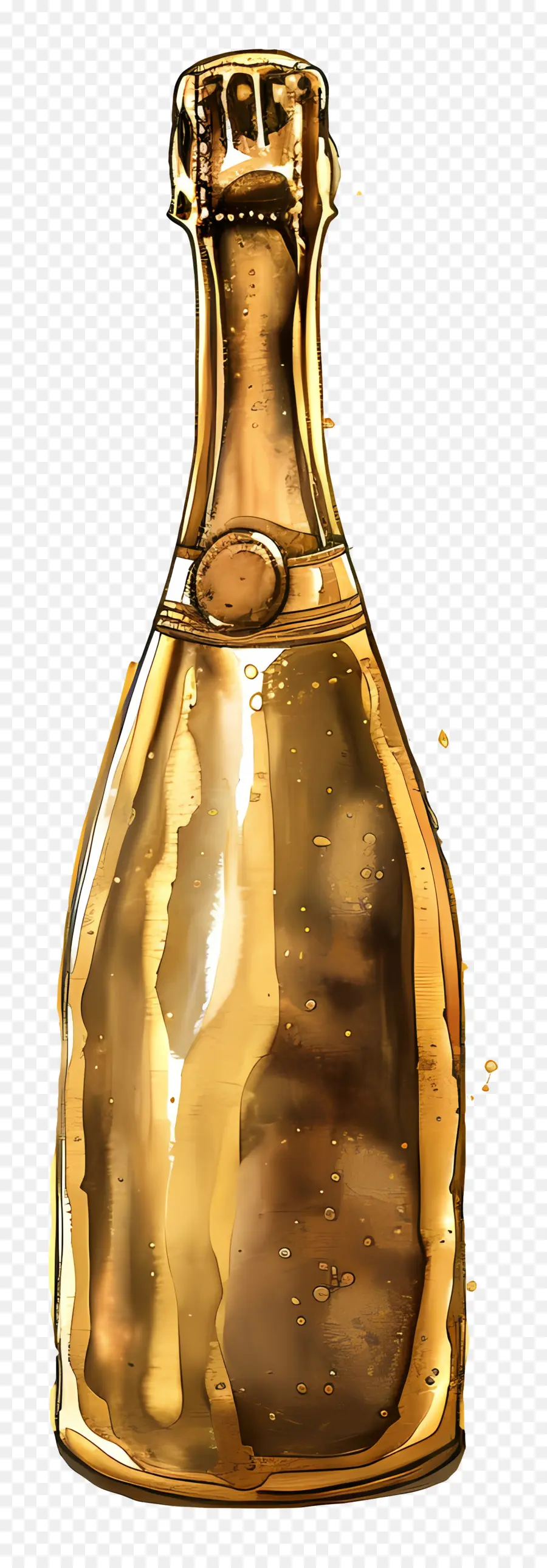 Золотое шампанское бутылка，Шампанское PNG
