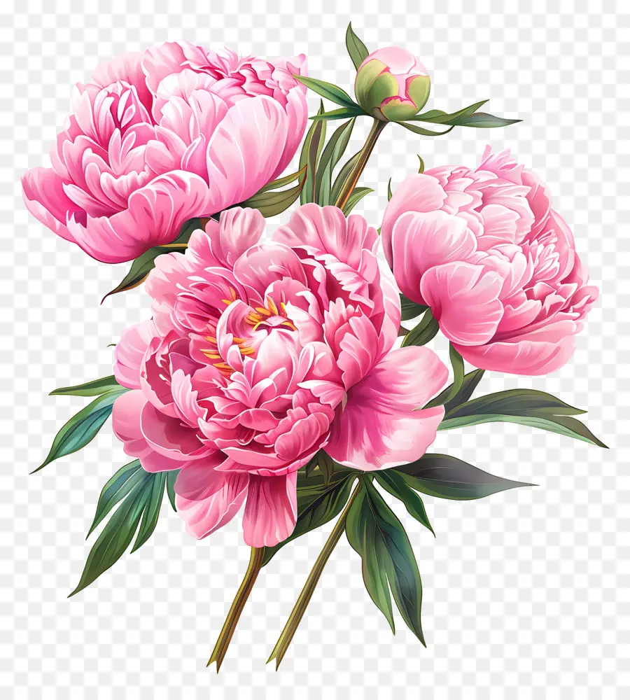 Розовые пион цветы，полном расцвете PNG
