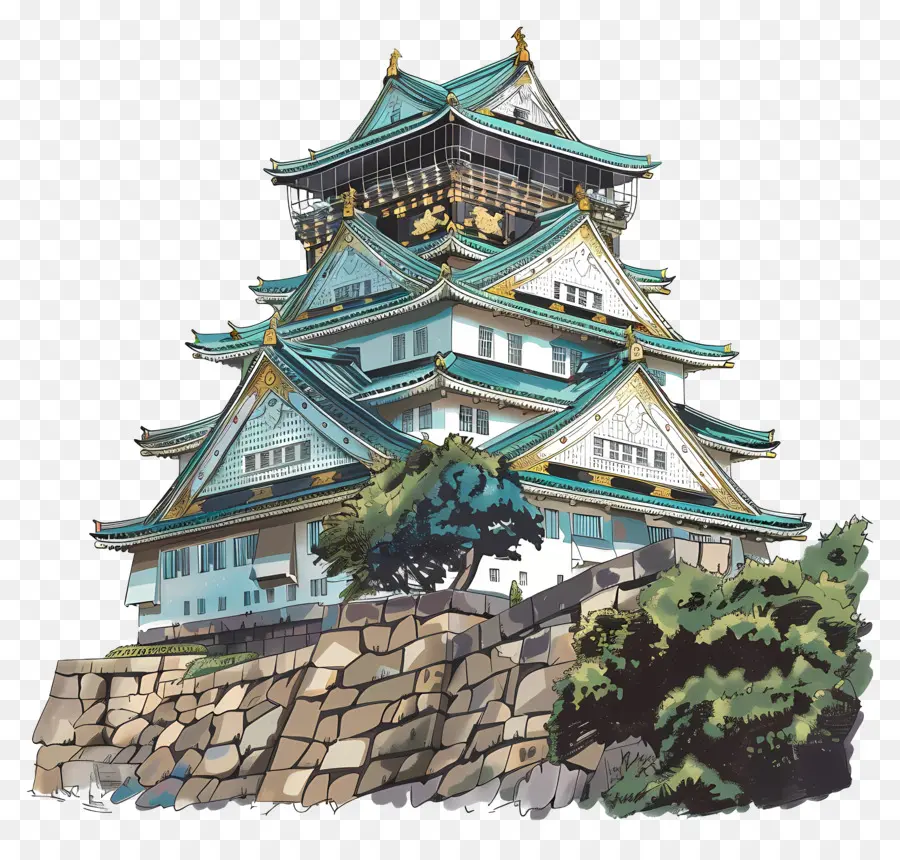 Замок В Осаке，замок PNG