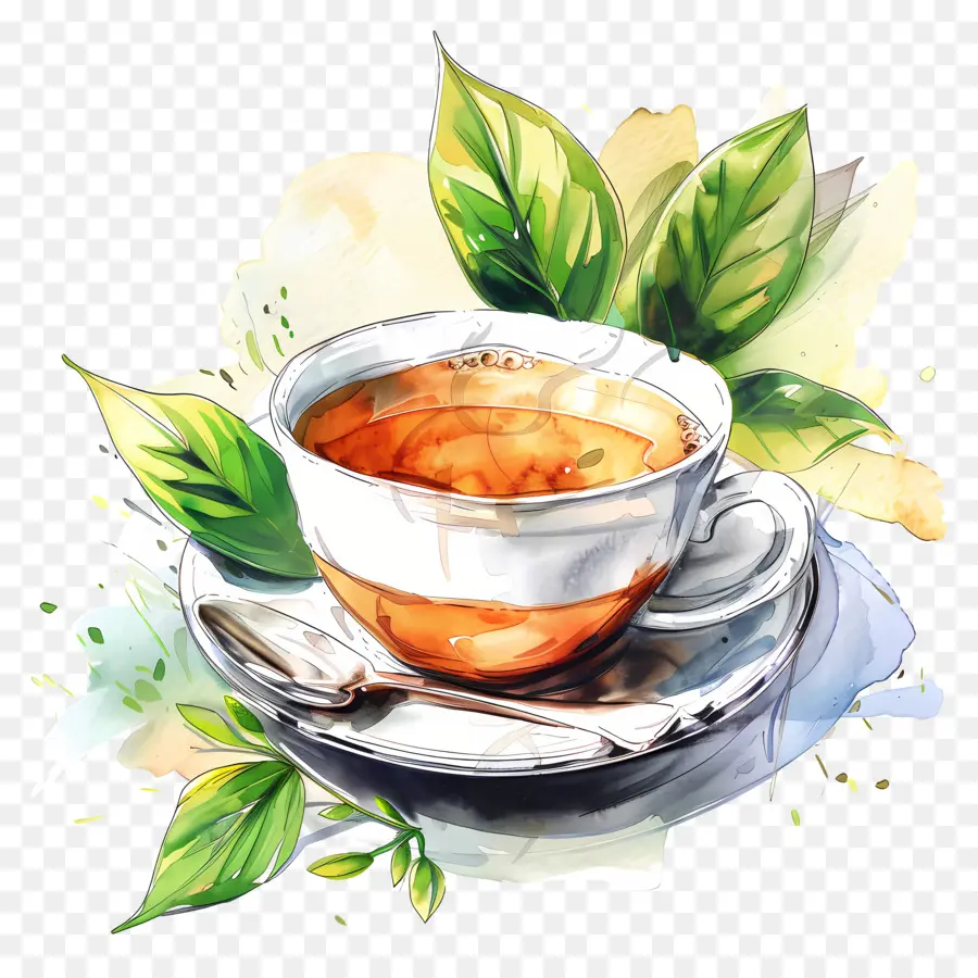 чай，акварельная живопись PNG