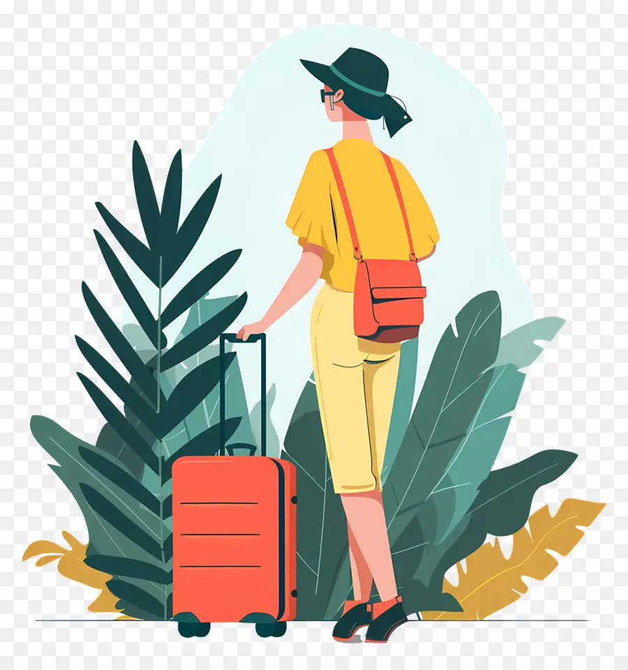 Женщина с багажом，Отпуск PNG